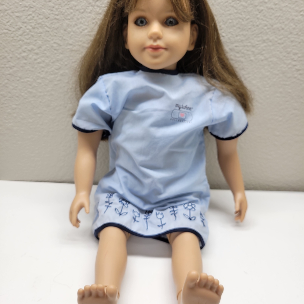 Adorable Light Blue Doll with Floral Dress